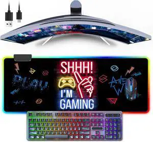 RGB Gaming Mouse Pad, Large Mousepad with Led Light 13 Light Modes Touch Control Extended Soft Computer Keyboard Mat Pad, Desk Mat with Non-Slip Rubber Base for MacBook, PC & Laptop(31.5X11.8)