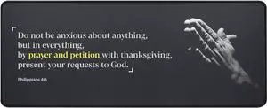 Bible Verses Extended Mouse Pad (31.5 x 11.8/800 x 300 mm) - Philippians 4:6 Do Not Be Anxious About Anything - XL Gaming Mat with Anti-Fray Cloth and Non-Slip Base