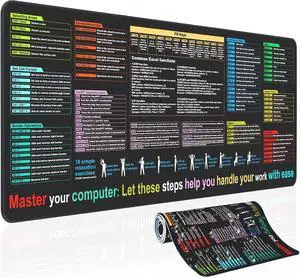 Excel Cheat Sheet Desk padContains 9 Major Excel Function modules|Large XL Size31.5 * 11.8 inch|Desk mat for Keyboard and Mouse|WorkStudyGaming Mouse pad|WaterproofAnti-Slip Large Mouse pad Excel Cheat Sheet Desk padContains 9 Major Excel Function modules|Large XL Size31.5 * 11.8 inch|Desk mat for Keyboard and Mouse|WorkStudyGaming Mouse pad|WaterproofAnti-Slip Large Mouse pad