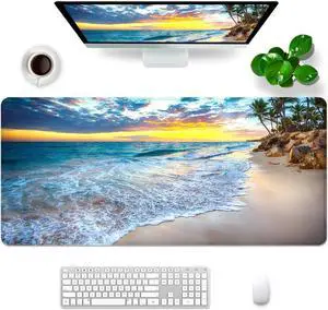 XXL Gaming Mouse Pad - Extended Size, Beach Ocean Design, Suitable for Work & Gaming