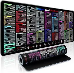 Excel Cheat Sheet Desk Pad with 231 Shortcuts | US Local Store | XL 31.5"x11.8" Waterproof Mousepad | Non-Slip Office & Gaming Desk Mat | Stitched Edges | Employee Appreciation Gifts