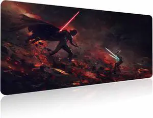 XXL Mouse Pad Ahsoka-Tano Vs Vader,Extra Large Gaming Mousepad Laptop Desk Mat,Non-Slip Rubber Base,Stitched Edges,Smooth Fabric,Computer Keyboard & Mice Combo Pads for Office Game 31.5x15.7