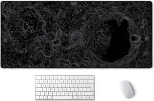 SSOIU Moon Topographic Map Extended Mouse Pad, XXL Gaming Mouse Pads, Large Big Mousepad Laptop Computer Keyboard Mat Desk Pad with Non-Slip Base Stitched Edge for Gaming Office, 35.5 x 15.7 inch