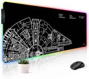 RGB Mousepad LED Desk Mat Gaming Large Keyboard Cute Desktop Computer Laptop 14 Light XXL Long Giant Big Cool Modern Design Unique for Men Boys Gamer Oversized Wide 30x12'' Mousepad, Wars