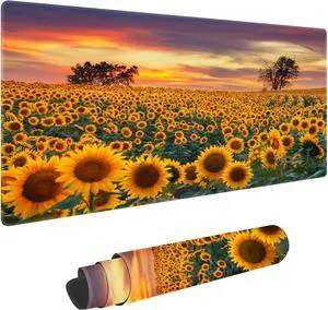 Sunflowers in The Sunlight Customized Large Extended Gaming Mouse Pad with Stitched Edges and Non-Slip Rubber Base,Suitable for Office and Home Use,31.5x15.7 Inches