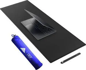 Cacoy 40x16 Inch Leather Desk Mat, Office Desk Pad Blotter, Large Mouse Pad XXL, Extended Gaming Keyboard Mousepad for Desk, Waterproof Desk Protector Pad for Office and Home (Black)