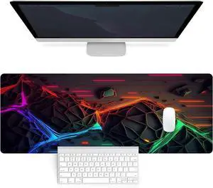 Mouse Pad Desk Pad, Gaming Mousepad Extended Large 31.5" x 11.8" 3D Computer Game Mouse Mat Desk Mat with Stitched Edges Non-Slip Rubber Base, Keyboard Pad Mousepad for Office and Home