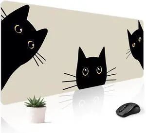 Mousepad Desk Mat Gaming Large Keyboard Cute Office Desktop Computer Laptop Cat XXL Long Giant Big Kawaii Aesthetic Girly Pretty Design Women Girl Gamer Oversized Wide 30x12'' Mousepad