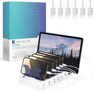 Charging Station for Multiple Devices 6-Port USB Charging Dock for Apple & Android Fast Multi-Charger Organizer for Phones, Tablets & More Universal Desktop Charging Hub with Smart IC Tech Charging Station for Multiple Devices 6-Port USB Charging Dock for Apple & Android Fast Multi-Charger Organizer for Phones, Tablets & More Universal Desktop Charging Hub with Smart IC Tech