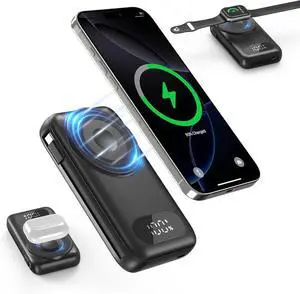 Magnetic Portable Charger 26800mAh for iPhone 17/16/15/14/13/12 with Built-in Cables6-in-1 Wireless Power Bank with iWatch Charger and Compatible with Samsung, Android Phones(Black) Magnetic Portable Charger 26800mAh for iPhone 17/16/15/14/13/12 with Built-in Cables6-in-1 Wireless Power Bank with iWatch Charger and Compatible with Samsung, Android Phones(Black)