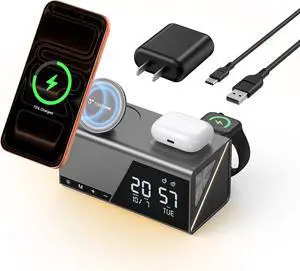 TobenONE 6-in-1 Alarm Clock Wireless Charging Station for Apple Devices, Night Light, Nightstand, MagSafe Magnetic Phone Charger, Fast Charging for iPhone 17 16 15 14 13 Pro Max, Apple Watch, AirPods TobenONE 6-in-1 Alarm Clock Wireless Charging Station for Apple Devices, Night Light, Nightstand, MagSafe Magnetic Phone Charger, Fast Charging for iPhone 17 16 15 14 13 Pro Max, Apple Watch, AirPods