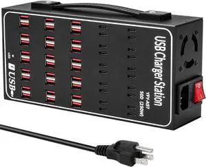Multiple USB Charging Station, RUANSZZ 50 Port 250 Watt (50A) USB~C Charger Block with Power Switch, Multiple USB Desktop Charger Station, Suitable for Shops, Hotels, Schools, Shopping malls Multiple USB Charging Station, RUANSZZ 50 Port 250 Watt (50A) USB~C Charger Block with Power Switch, Multiple USB Desktop Charger Station, Suitable for Shops, Hotels, Schools, Shopping malls