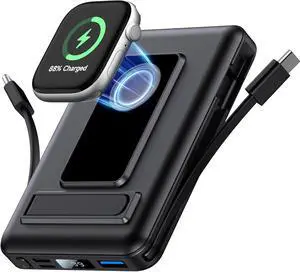 Magnetic Portable Charger, 10000mAh Wireless Power Bank for iPhone with Built-in Cables, 20W Fast Charging for Magsafe Battery Pack with Stand for iPhone Air/17/16/15/14/13/12 and Apple Watch Magnetic Portable Charger, 10000mAh Wireless Power Bank for iPhone with Built-in Cables, 20W Fast Charging for Magsafe Battery Pack with Stand for iPhone Air/17/16/15/14/13/12 and Apple Watch