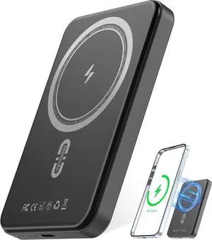 for Magsafe Battery Pack 5000mAh,for Magsafe Portable Charger with Type-C Cable, Ultra Slim Magnetic Portable Charger, Magnetic Power Bank for iPhone 17/16/15/14/13/12