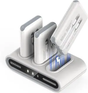 GOODaaa Portable Charger, 3-Pack 10000mAh Slim Power Bank Built in Cables, 3 Outputs 1 Inputs for All Mobile Devices, Charging Station Set Includes 180 DlY Stickers, for Home,Office,Restaurants,Travel GOODaaa Portable Charger, 3-Pack 10000mAh Slim Power Bank Built in Cables, 3 Outputs 1 Inputs for All Mobile Devices, Charging Station Set Includes 180 DlY Stickers, for Home,Office,Restaurants,Travel