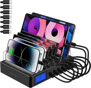 Charging Station for Multiple Devices for 7 Ports Fast USB Charger with Type C PD20W QC3.0, Fast Desktop Docking Station Compatible with iPhone ipad Samsung Smart Phones Charging Station for Multiple Devices for 7 Ports Fast USB Charger with Type C PD20W QC3.0, Fast Desktop Docking Station Compatible with iPhone ipad Samsung Smart Phones