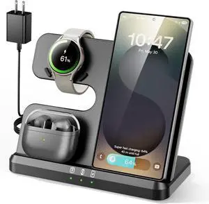 3 in 1 Charging Station for Samsung, Wireless Charger Stand for Galaxy S25 Ultra/S24/S23/Z Fold, Phone and Watch Charger Fast Charging for Samsung Watch Galaxy 8/7/6/5, Galaxy Buds 3/2/Pro 3 in 1 Charging Station for Samsung, Wireless Charger Stand for Galaxy S25 Ultra/S24/S23/Z Fold, Phone and Watch Charger Fast Charging for Samsung Watch Galaxy 8/7/6/5, Galaxy Buds 3/2/Pro