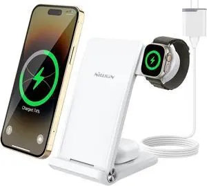 Nillkin 3 in 1 Charging Station for Apple Devices, Foldable&Portable Wireless Charger Stand for iPhone 15/14/13/12 Pro Max/Pro, Only for Apple Watch Ultra/8/7/SE/6/5/4/3/2, for AirPods Nillkin 3 in 1 Charging Station for Apple Devices, Foldable&Portable Wireless Charger Stand for iPhone 15/14/13/12 Pro Max/Pro, Only for Apple Watch Ultra/8/7/SE/6/5/4/3/2, for AirPods