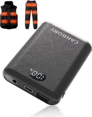 Heated Vest Battery Pack|7.4V /5V 10000Mah Ultra Light Power Bank for Heated Vests, Jackets & Gloves | LED Display | DC/USB-A/USB-C PD 18W