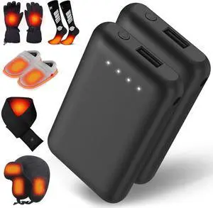 2PCS 4000mAh Battery Pack (DC & USB Port) for Heated Gloves Scarf Socks and Heating Slippers, 5V2A Heated Clothing Replacement Battery Pack