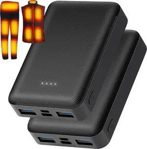 2Pcs 10000mAh Battery Pack for Heated Vest Jacket Coat Pants and Heating Underwear, 5V2A Heated Clothing Replacement Battery Pack