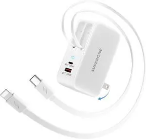 SUPERONE Retractable Charger for iPhone with USB C & Apple Cables, 78W Retractable Wall Charger with Dual USB Ports, USB C Charger Block for iPhone 17 Pro/16/15/14/13/12/11, Galaxy S25 24, Pixel SUPERONE Retractable Charger for iPhone with USB C & Apple Cables, 78W Retractable Wall Charger with Dual USB Ports, USB C Charger Block for iPhone 17 Pro/16/15/14/13/12/11, Galaxy S25 24, Pixel