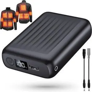 Heated Jacket Battery Pack - Portable Power Bank for Heated Jacket with LED Display, USB 5V Heated Vest Battery with DC/USB/Type-C Output