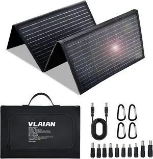 60W Portable Solar Panel,60 Watt Foldable Solar Panels Chargers with QC3.0 USB-A USB-C DC5521,IP67 Waterproof Power Emergency for Small Power Station Camping Hiking Outdoor Activities