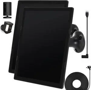 Solar Panel Charger for Ring Camera, Compatible with Ri ng Stick Up Cam, Stick Up Cam Pro, Ring Spotlight Cam Plus/Pro, 6W5V 13ft Charging Cable (Black-2Pack)