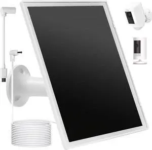 Solar Panel Charger for Ring Camera, Compatible with Ri ng Stick Up Cam, Stick Up Cam Pro, Ring Spotlight Cam Plus/Pro, 6W5V 13ft Charging Cable (White-1Pack)