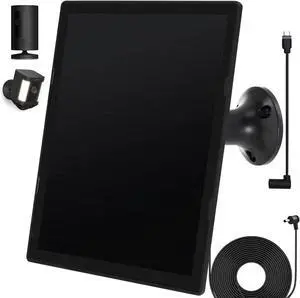 Solar Panel Charger for Ring Camera, Compatible with Ri ng Stick Up Cam, Stick Up Cam Pro, Ring Spotlight Cam Plus/Pro, 6W5V 13ft Charging Cable (Black-1Pack)