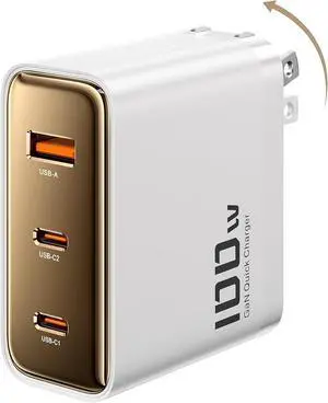 100W USB C Charger Block, 3-Port GaN Type C Charger Laptop Fast Charging Station for MacBook Pro 16'', Dell XPS, iPad Pro, Tablet, Chromebook, iPhone 16/15/14, Samsung Galaxy S24/S23 Ultra 100W USB C Charger Block, 3-Port GaN Type C Charger Laptop Fast Charging Station for MacBook Pro 16'', Dell XPS, iPad Pro, Tablet, Chromebook, iPhone 16/15/14, Samsung Galaxy S24/S23 Ultra
