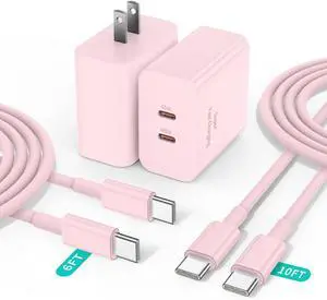2 Pack 45W Super Fast Charger Type C for Samsung, USB C Android Phone Charger Fast Charging Block with 6FT/10FT Type C Charger Cord for Samsung Galaxy S25/S24/S23/S22+ Ultra/iPhone 17/16/15-Pink 2 Pack 45W Super Fast Charger Type C for Samsung, USB C Android Phone Charger Fast Charging Block with 6FT/10FT Type C Charger Cord for Samsung Galaxy S25/S24/S23/S22+ Ultra/iPhone 17/16/15-Pink