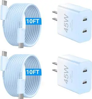 Phone 17 Charger Fast Charging, 45W Dual USB C Charger Block,USB C Wall Chargers with 10FT Long USBC Charging Cable Cord for Phone 17 16 15 Pro Max/17 16 15 Pro/Plus,Pad Pro/Air,S25/S24-Gradient Blue Phone 17 Charger Fast Charging, 45W Dual USB C Charger Block,USB C Wall Chargers with 10FT Long USBC Charging Cable Cord for Phone 17 16 15 Pro Max/17 16 15 Pro/Plus,Pad Pro/Air,S25/S24-Gradient Blue