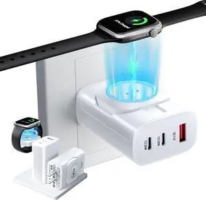 4 in 1 Charger 40W for iPhone iWatch and Airpods Fast Charging, Portable Travel Multi Chargers for Apple Devices, Dual Usb Wall Charger Block, Phone And Watch Charger Station for iPhone, White 4 in 1 Charger 40W for iPhone iWatch and Airpods Fast Charging, Portable Travel Multi Chargers for Apple Devices, Dual Usb Wall Charger Block, Phone And Watch Charger Station for iPhone, White