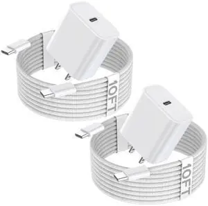 10FT iPhone 17 Pro/16e Charger Fast Charging,2Pack 20W USB C Apple 16 15 Pro Charger Block & 10Foot Long USBC Woven Cable Cord for iPhone 17/17 Air/17 Pro Max/16/16 Pro Max/16 Plus/15/15 Pro Max/iPad 10FT iPhone 17 Pro/16e Charger Fast Charging,2Pack 20W USB C Apple 16 15 Pro Charger Block & 10Foot Long USBC Woven Cable Cord for iPhone 17/17 Air/17 Pro Max/16/16 Pro Max/16 Plus/15/15 Pro Max/iPad