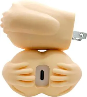 Butt-Shaped Wall Charger Block, 20W Fast Charging Power Adapter, Novelty Gag Gift in Light Skin Tone, USB C