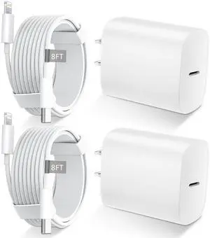 DiHines Phone 14 13 12 11 Fast Charger,8FT Long Phone Chargers Fast Charging Lightning Cable with 20W USB C Charge Block,White
