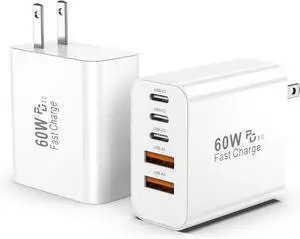 USB C Fast Charger Block,2Pack 60W 5-Port Multiport Charging Block,2 USB A & 3 USB C PD3.0 Power Adapter Charging Plug for iPhone 16/15/14/13/iPad Mini/Pro/AirPods 4/GalaxyS23(White) USB C Fast Charger Block,2Pack 60W 5-Port Multiport Charging Block,2 USB A & 3 USB C PD3.0 Power Adapter Charging Plug for iPhone 16/15/14/13/iPad Mini/Pro/AirPods 4/GalaxyS23(White)