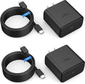 45W Super Fast Charger Type C, USB C Wall Charger Compatible with Samsung Galaxy S25 Ultra/S25+/S25/S24 Ultra/S24+/S24/S23Ultra/S23+/S23/S22 Ultra/S22+/S22/S21/S20/S10 with 10FT Cable, 2Pack