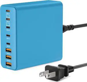 USB C Charger Block, 8-Port USB Charging Station GaN III Laptop Charger Adapter Compatible with MacBookPro/Air,DELL,iPad,Portable Charging Station for iPhone,Samsung Galaxy (Blue) USB C Charger Block, 8-Port USB Charging Station GaN III Laptop Charger Adapter Compatible with MacBookPro/Air,DELL,iPad,Portable Charging Station for iPhone,Samsung Galaxy (Blue)