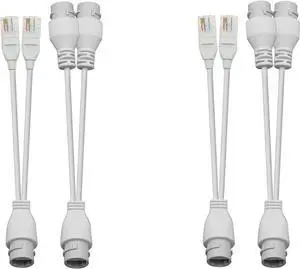 Ethernet PoE Splitter Combiner Adapter: BesCable Outdoor Waterproof Power Over Ethernet RJ45 Converter Kit for IP Camera, Run 2 Cameras on 1 Network Cable - 2 Sets