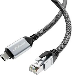 CableGeeker Ethernet to USB-C Cable, 6FT Gigabit Braided Nylon LAN Internet Cable, 1000Mbps High Speed USB C to RJ45 Adapter for Laptop, Tablet, PC, Phone, Router