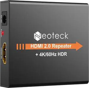 Neoteck HDMI 2.0 Repeater 4K 2160P 3D HDMI Signal Amplifier Repeater Boost Up to 196ft Transmission Distance Mini Size Metal Shell for PC DVD Sky HD Box PS3 PS4 Satellite Box