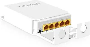 MokerLink Outdoor 5 Port Gigabit PoE Extender, IEEE 802.3 af/at/bt Repeater 90W, 10/100/1000Mbps, 1 In 4 Out, Wall Mount Waterproof Passthrough Switch