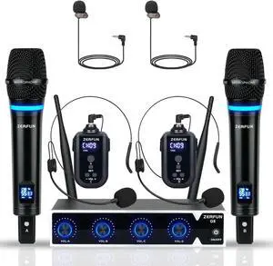 Rechargeable Wireless Microphone System 4 Channel Pro, UHF Metal Handheld Headset Lavalier Lapel Mics Cordless for Church Karaoke Singing with Volume Control, 4x50 Frequency(G8) Rechargeable Wireless Microphone System 4 Channel Pro, UHF Metal Handheld Headset Lavalier Lapel Mics Cordless for Church Karaoke Singing with Volume Control, 4x50 Frequency(G8)