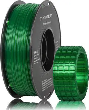 TINMORRY TPU Filament 1.75mm, TPU 95A Flexible 3D Printer Filament with Glossy Finish, Suitable for Most FDM 3D Printers, 1kg Spool (2.2 lbs), Transparent Emerald Green TINMORRY TPU Filament 1.75mm, TPU 95A Flexible 3D Printer Filament with Glossy Finish, Suitable for Most FDM 3D Printers, 1kg Spool (2.2 lbs), Transparent Emerald Green