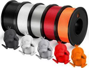 3D Printer Filament PLA 1.75mm Printing Materials 5 Color Bundle Print Filamate 1.75 mm White Black Clear Red Orange Filament1.75 Accuracy ±0.02mm Filament Spool Vacuum Pack 250G X 5 3D Printer Filament PLA 1.75mm Printing Materials 5 Color Bundle Print Filamate 1.75 mm White Black Clear Red Orange Filament1.75 Accuracy ±0.02mm Filament Spool Vacuum Pack 250G X 5
