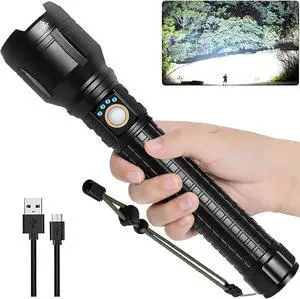 LBE Rechargeable Brightest LED Flashlight, 99,000 High Lumens Super Bright Powerful Flashlight with 5 Modes, IPX7 Waterproof Handheld Large Flash Light for Emergencies Camping LBE Rechargeable Brightest LED Flashlight, 99,000 High Lumens Super Bright Powerful Flashlight with 5 Modes, IPX7 Waterproof Handheld Large Flash Light for Emergencies Camping