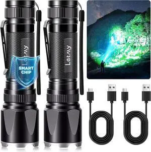 LETMY Rechargeable Flashlights High Lumens, 2 Pack 2000 Lumens Super Bright LED Tactical Flashlight, 3 Modes Samll Powerful Flash Lights with Clip, Waterproof Flashlights for Home Emergency Camping LETMY Rechargeable Flashlights High Lumens, 2 Pack 2000 Lumens Super Bright LED Tactical Flashlight, 3 Modes Samll Powerful Flash Lights with Clip, Waterproof Flashlights for Home Emergency Camping